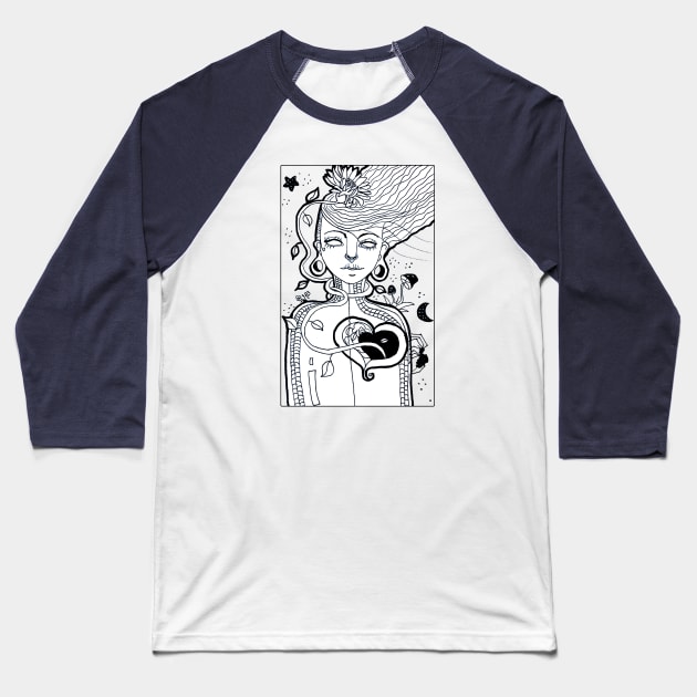 Fate B&W Baseball T-Shirt by rosana art